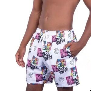 SWIMINISTA JAMES PETER HENRY GRAPHIC ART TOSS LIMITED EDITION SWIM TRUNK SZ M